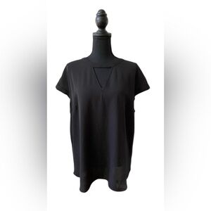 Fortune + Ivy: Black Women's Top With V Keyhole Front